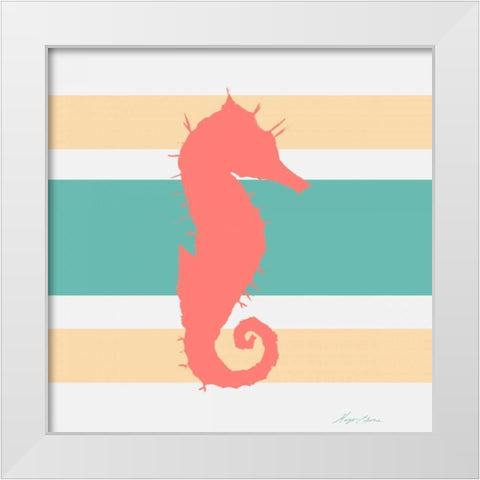 Sea Creature on Stripes I White Modern Wood Framed Art Print by Edwins, Hugo