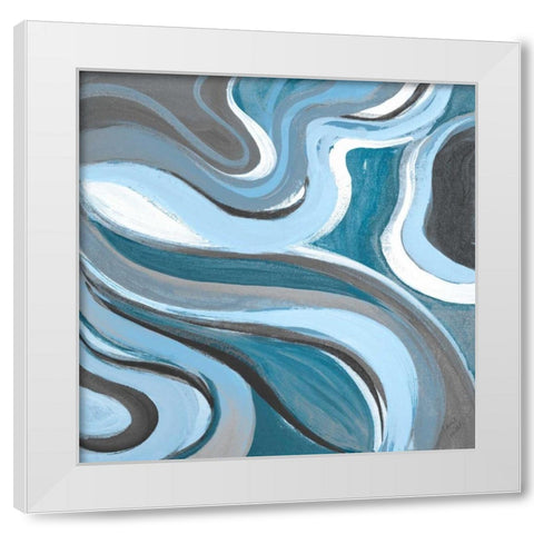Curvilinear Bright Blue II White Modern Wood Framed Art Print by Loreth, Lanie