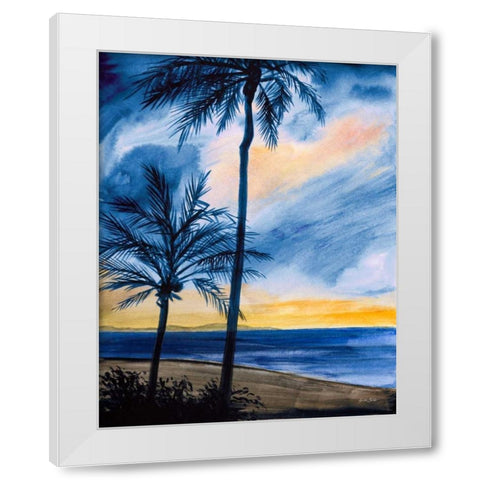 Blue Tropic Nights I White Modern Wood Framed Art Print by Baliko, Linda