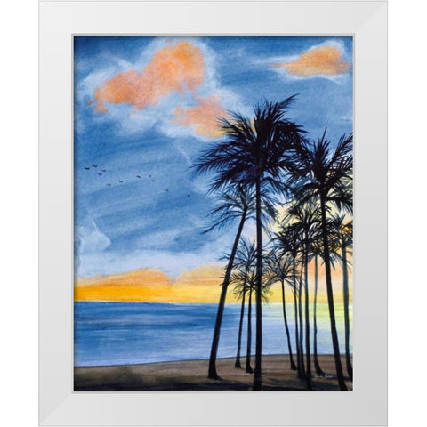 Blue Tropic Nights II White Modern Wood Framed Art Print by Baliko, Linda