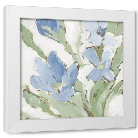 Blue Begonias I White Modern Wood Framed Art Print by Loreth, Lanie
