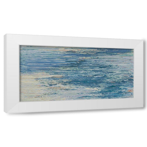 The Blue Lake Abstract White Modern Wood Framed Art Print by Mercado, M.