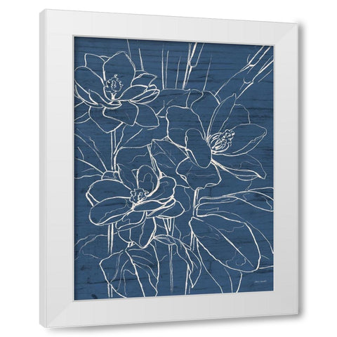 Floral Sketch on Navy I White Modern Wood Framed Art Print by Loreth, Lanie
