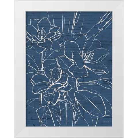 Floral Sketch on Navy I White Modern Wood Framed Art Print by Loreth, Lanie