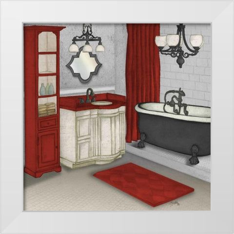 Red Bath Square I White Modern Wood Framed Art Print by Medley, Elizabeth