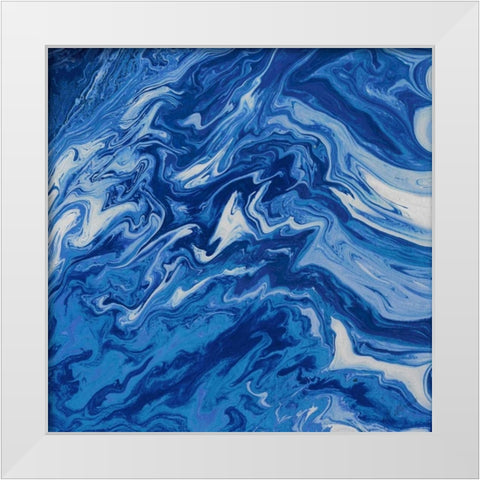 Navy Marble Square White Modern Wood Framed Art Print by Mercado, M.