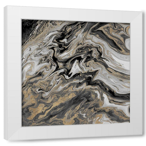 Gold Glimpse Marble White Modern Wood Framed Art Print by Mercado, M.