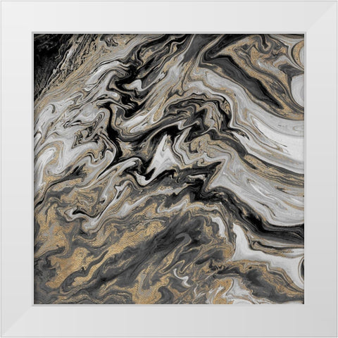 Gold Glimpse Marble White Modern Wood Framed Art Print by Mercado, M.