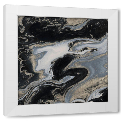 Midnight Marble White Modern Wood Framed Art Print by Mercado, M.
