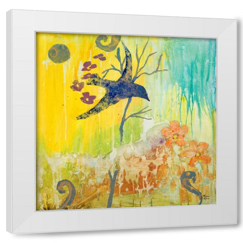 Ma Do Bird Soars White Modern Wood Framed Art Print by Maria, Robin