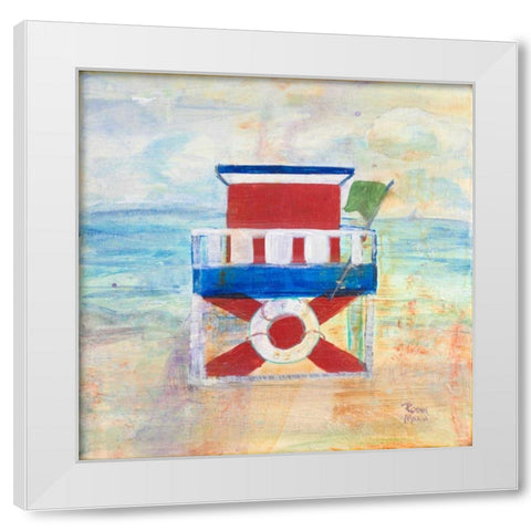 Lifeguard Stand White Modern Wood Framed Art Print by Maria, Robin