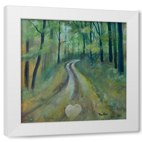 Heart on the Path White Modern Wood Framed Art Print by Maria, Robin