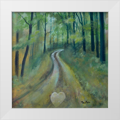 Heart on the Path White Modern Wood Framed Art Print by Maria, Robin