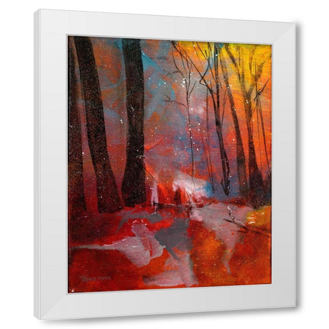 Autumn Meets Winter White Modern Wood Framed Art Print by Maria, Robin