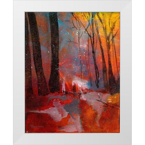Autumn Meets Winter White Modern Wood Framed Art Print by Maria, Robin