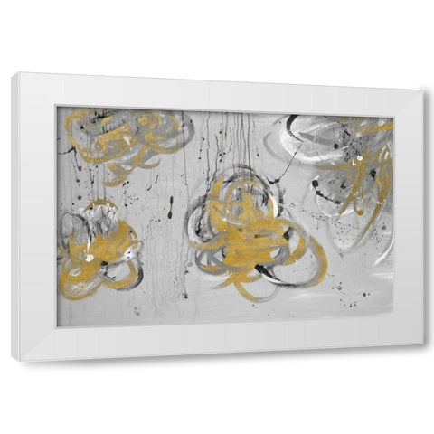 Forms of Gray and Gold White Modern Wood Framed Art Print by Marie, Addie