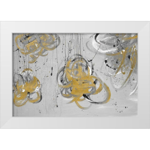 Forms of Gray and Gold White Modern Wood Framed Art Print by Marie, Addie