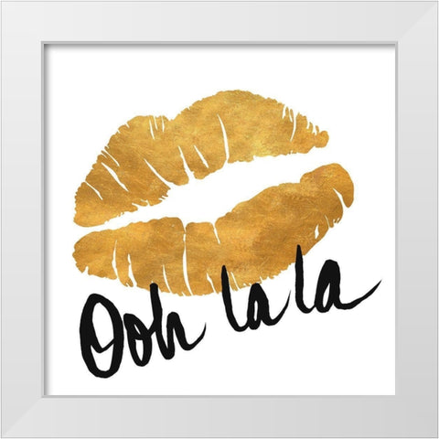 Ooh La La Lips White Modern Wood Framed Art Print by SD Graphics Studio