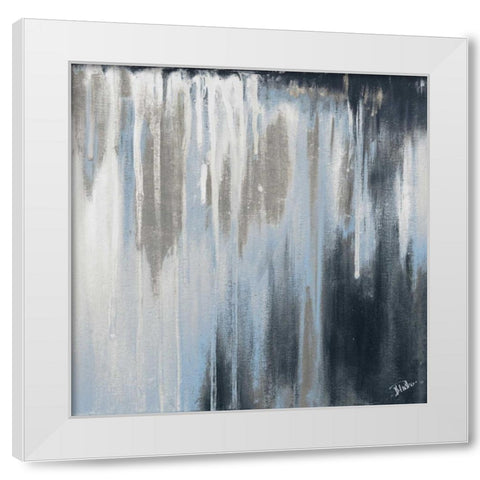 Blue and Silver Paysage I White Modern Wood Framed Art Print by Pinto, Patricia