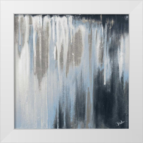 Blue and Silver Paysage I White Modern Wood Framed Art Print by Pinto, Patricia