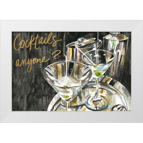Cocktails Anyone? White Modern Wood Framed Art Print by French-Roussia, Heather A.