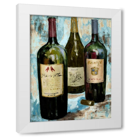 Time for Wine on Blue II White Modern Wood Framed Art Print by Loreth, Lanie