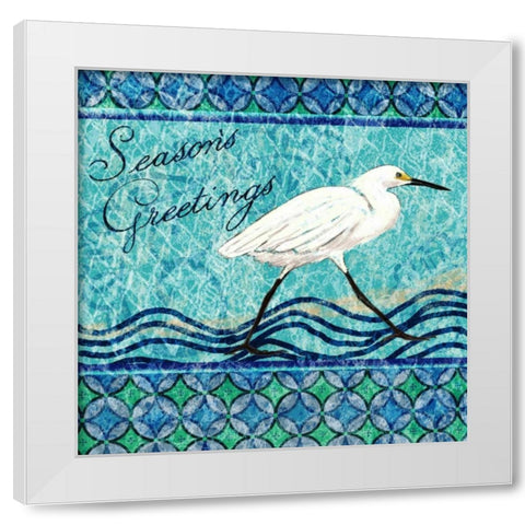 Snowy Egret Seasons Greeting I White Modern Wood Framed Art Print by Biscardi, Nicholas