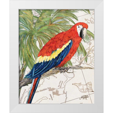 Another Bird in Paradise I White Modern Wood Framed Art Print by DeRice, Julie