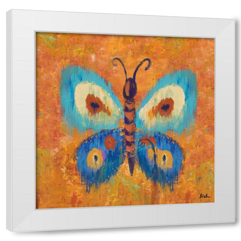 Ikat Flutter Square I White Modern Wood Framed Art Print by Pinto, Patricia