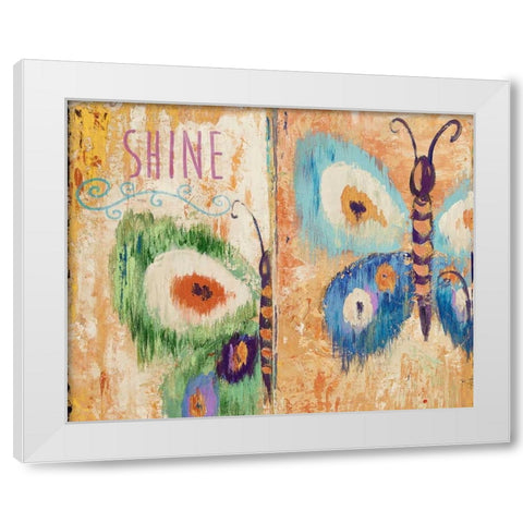 Ikat Flutter Shine White Modern Wood Framed Art Print by Pinto, Patricia