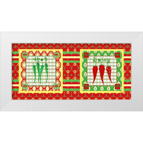 Chili Fiesta Panel V White Modern Wood Framed Art Print by Metz, Andi