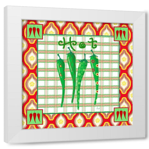 Chili Fiesta I White Modern Wood Framed Art Print by Metz, Andi