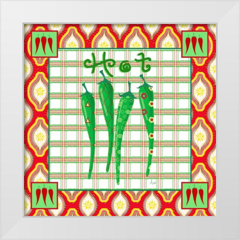 Chili Fiesta I White Modern Wood Framed Art Print by Metz, Andi