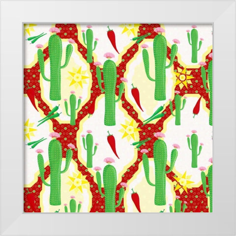 Chili Fiesta Pattern II White Modern Wood Framed Art Print by Metz, Andi