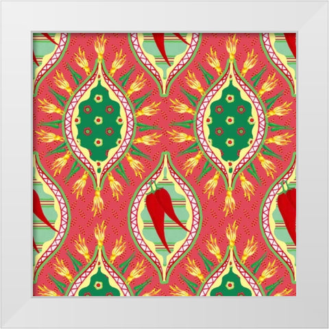 Chili Fiesta Pattern IV White Modern Wood Framed Art Print by Metz, Andi