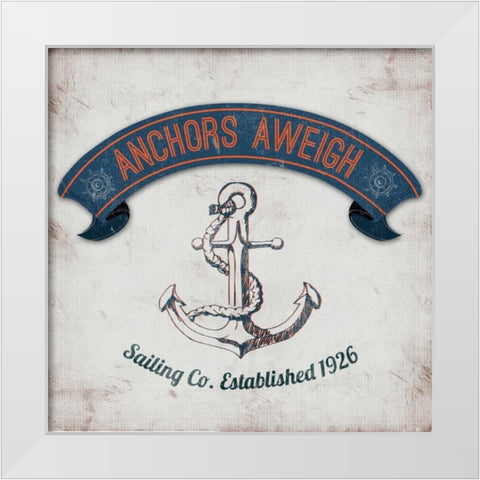 Anchors Aweigh Border White Modern Wood Framed Art Print by Everett, Tiffany