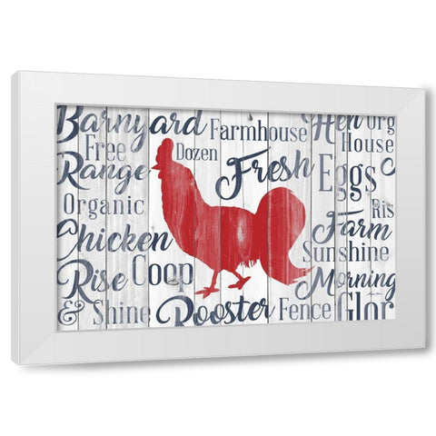 Kitchen Rooster White Modern Wood Framed Art Print by Edwins, Hugo