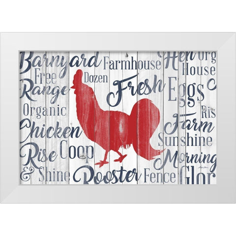 Kitchen Rooster White Modern Wood Framed Art Print by Edwins, Hugo