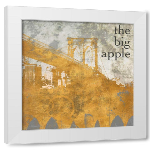 NY Gold Bridge at Dusk I White Modern Wood Framed Art Print by Meneely, Dan