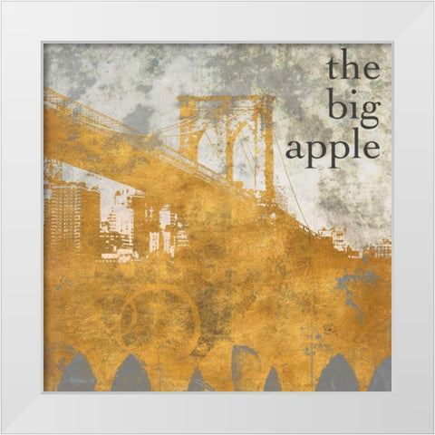 NY Gold Bridge at Dusk I White Modern Wood Framed Art Print by Meneely, Dan