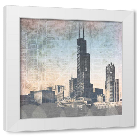 Chicago Skyline I White Modern Wood Framed Art Print by Meneely, Dan