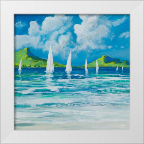 Sail Away Beach I White Modern Wood Framed Art Print by Meneely, Dan