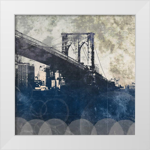 NY Bridge at Dusk I White Modern Wood Framed Art Print by Meneely, Dan