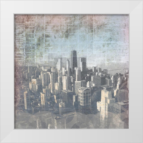 Chicago Skyline II White Modern Wood Framed Art Print by Meneely, Dan
