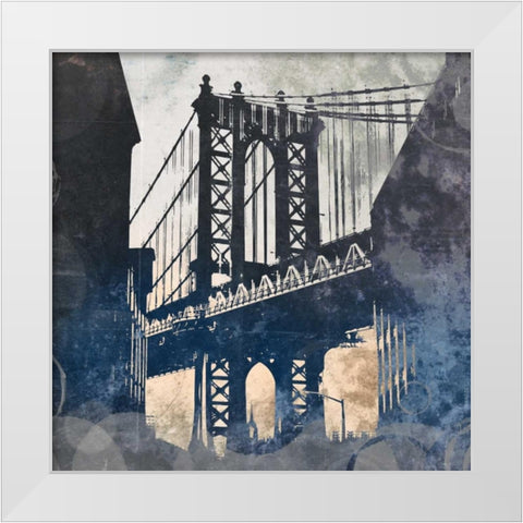 NY Bridge at Dusk II White Modern Wood Framed Art Print by Meneely, Dan