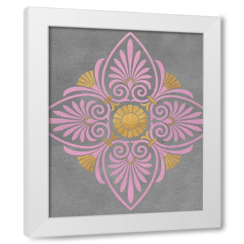 Gray and Pink Medallion I White Modern Wood Framed Art Print by Studio, SD Graphics