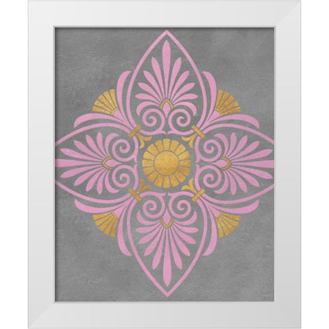 Gray and Pink Medallion I White Modern Wood Framed Art Print by Studio, SD Graphics