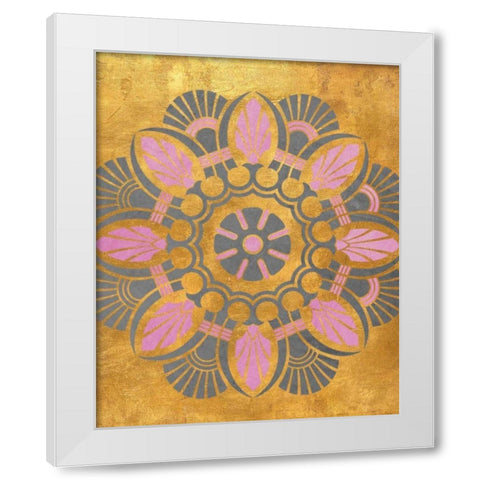 Gray and Pink Medallion II White Modern Wood Framed Art Print by Studio, SD Graphics