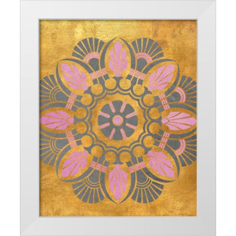 Gray and Pink Medallion II White Modern Wood Framed Art Print by Studio, SD Graphics