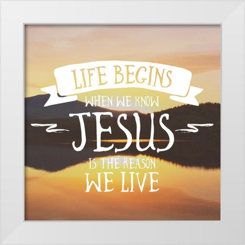 Life Begins White Modern Wood Framed Art Print by Mansfield, Kathy